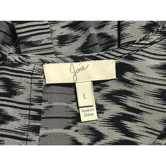 JOIE Silk Sleeveless Dress size Large Gray Black Aztec Pleated Fit and Flare - Picture 10 of 12